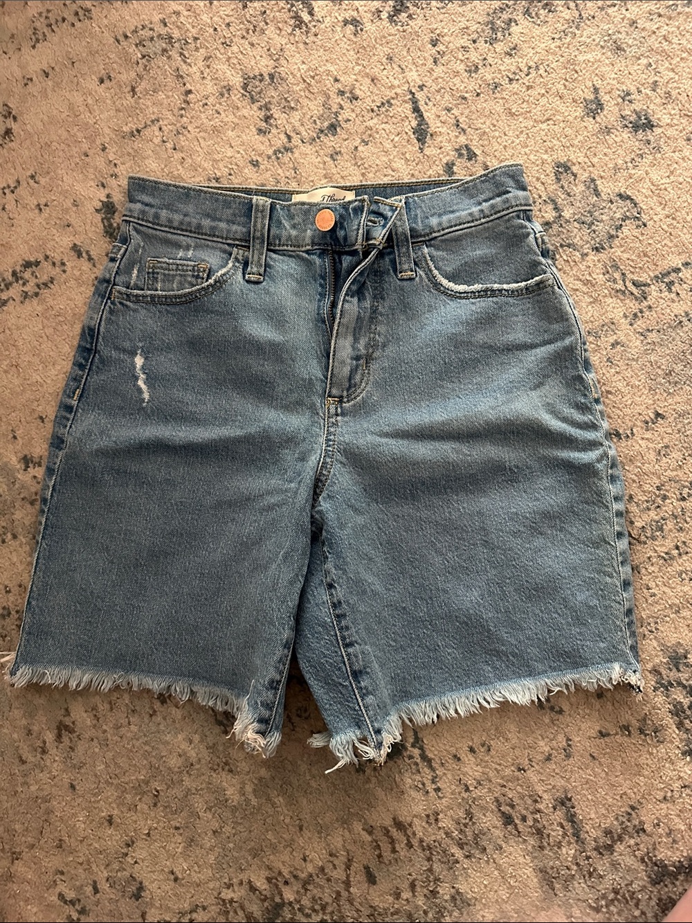 Women's Blue Denim Frayed Hem Shorts